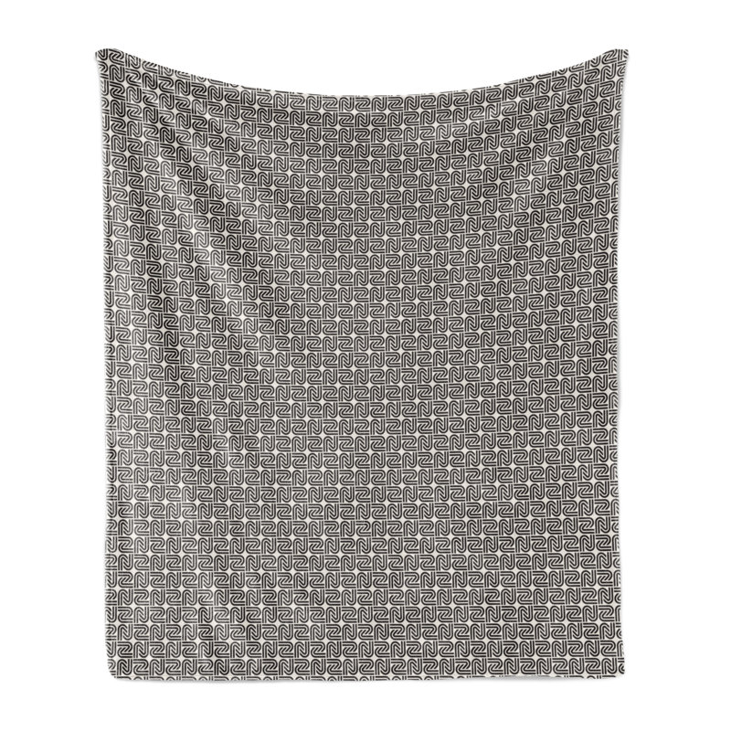 Ambesonne Modern Throw Blanket Repeating Grid Simple Forms Eggshell and Charcoal Grey, 50" W x 60" L