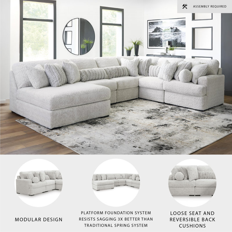 Canapé modulaire 6 pièces avec méridienne Snodoodle, Orienté à droite