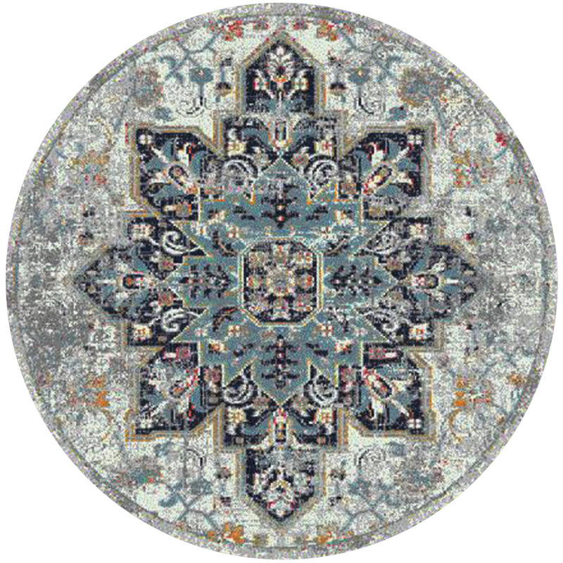 Tapis bleu / gris Miranda, Rond 7 pi 6 po