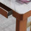 Bureau 5 tiroirs blanc + orange + or fritté rectangulaire + bois manufacturé + acier inoxydable-309884597-309884599