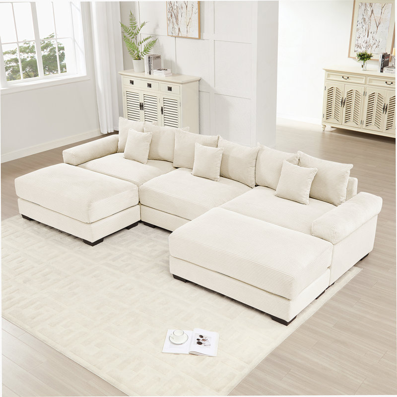 Canapé modulaire surdimensionné 130 po Cloud, Velours côtelé beige