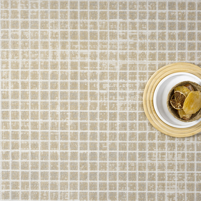 Abani Kyleigh DAL120A Beige Micro Grid Rug, Rectangle 4' x 6'