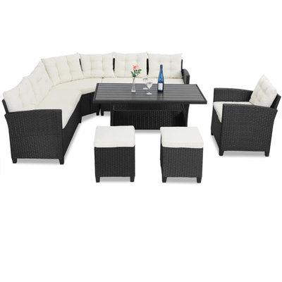 Outdoor Chyrle Powder Coated Steel 8 - Person Seating Group