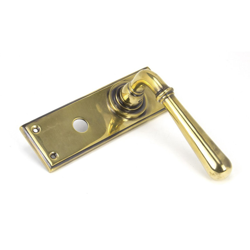Newbury Lock Door Handle Kit, Aged Brass