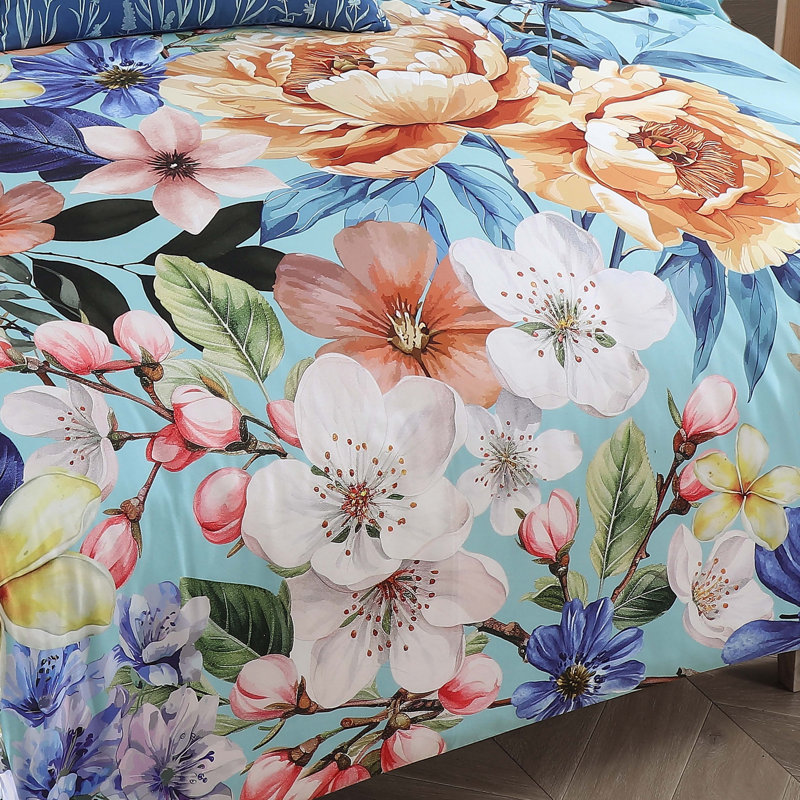 Ensemble d'édredon réversible 100% satin de coton Bebejan, Édredon de grand lit + 4 pièces additionnelles