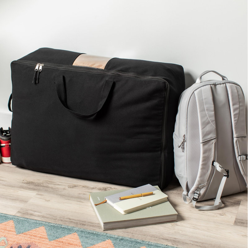 Sacs de rangement en toile souple avec fermeture à glissière. Épais et respirant, organisateur d'édredon très grand / grand 2 pièces. Quatre poignées de transport et fenêtre, noir