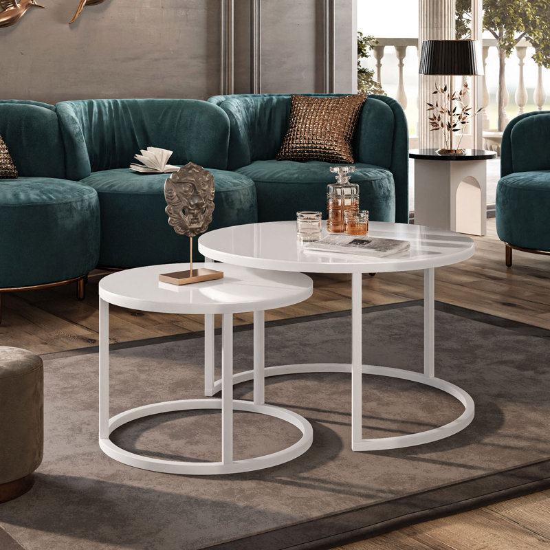 Perryton Frame 2 Piece Coffee Table, White