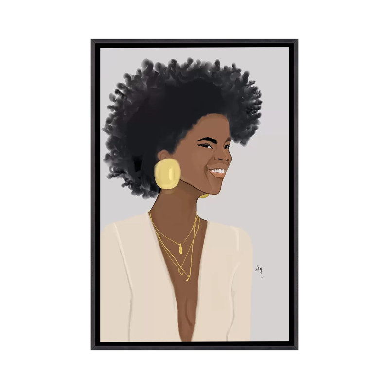 «Big Smiley» par Nicholle Kobi - reproduction d'art, Pas de tapis, H 40 po x l 26 po x P 1,5 po, Toile avec cadre noir patiné