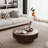 31.5" Modern Round Coffee Table With Storage Solid Wood Veneered Coffee Table Accent Tea Table-1452732522