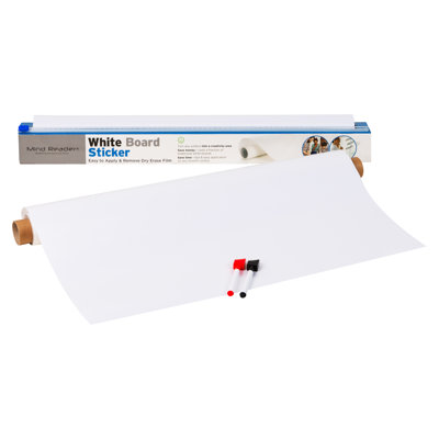 Rouleau de tableau blanc adhésif Mind Reader, 2 marqueurs effaçables à sec, planificateur, bureau, 24 pouces de large x 10 pieds de long