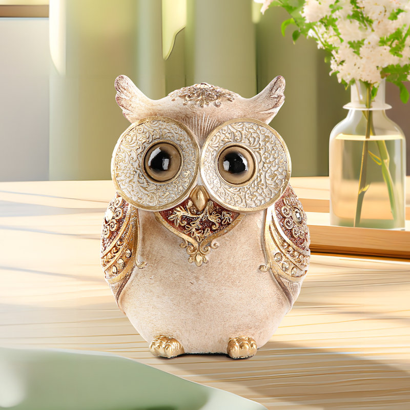 Statue antique hibou doré et brun