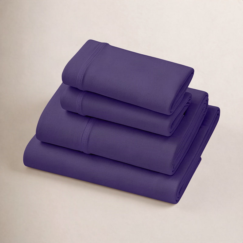 Feuilles mauves SoftStretch, Drap double, drap-housse avec taie d'oreiller, de profondeur