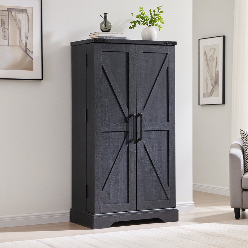 Garde-manger de ferme avec 10 portes, armoire de rangement en bois avec portes de grange magnétiques et tablettes réglables