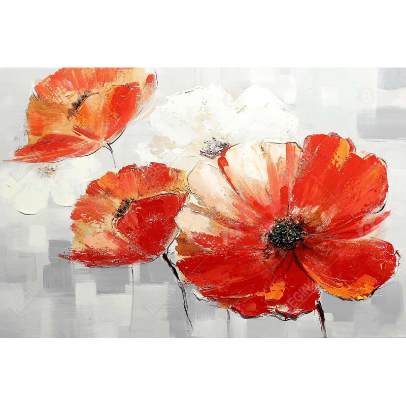 «Abstract Red Wild Flowers» sur toile