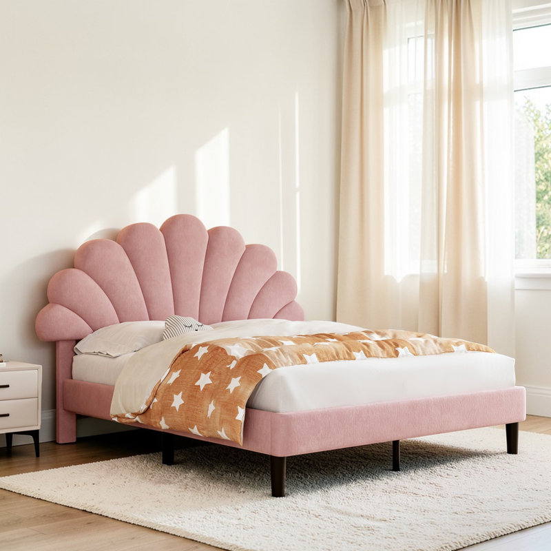 Adaway Upholstered Bed, Double (157cm x 193cm), Pink