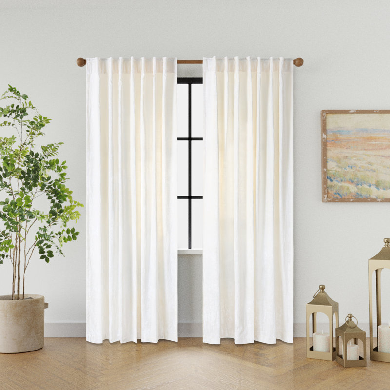 Eliava Textured Velvet Room Darkening Single Curtain Panel, Dark Gray, 52" W x 84" L