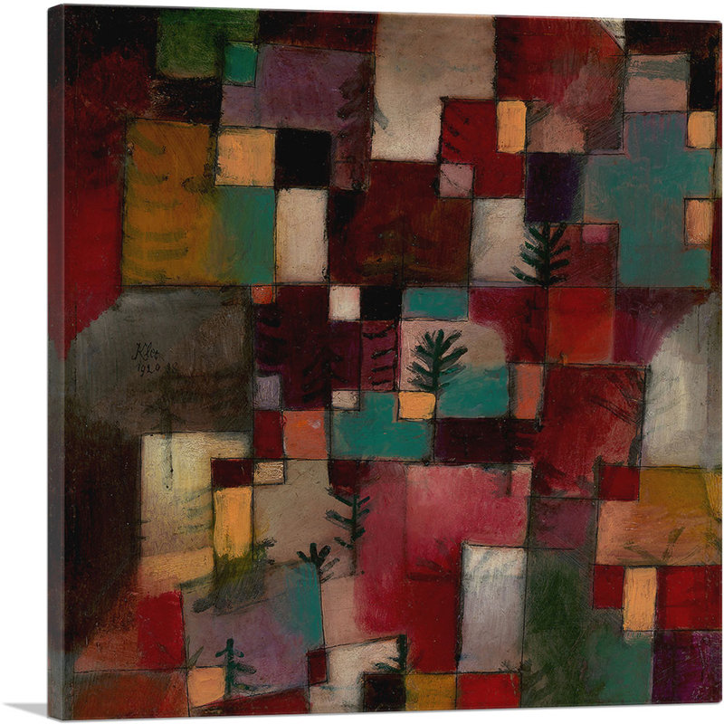 «Redgreen Rhythms 1920» par Paul Klee - reproduction d'art sur toile tendue, H 12 po x l 12 po x P 0,75 po