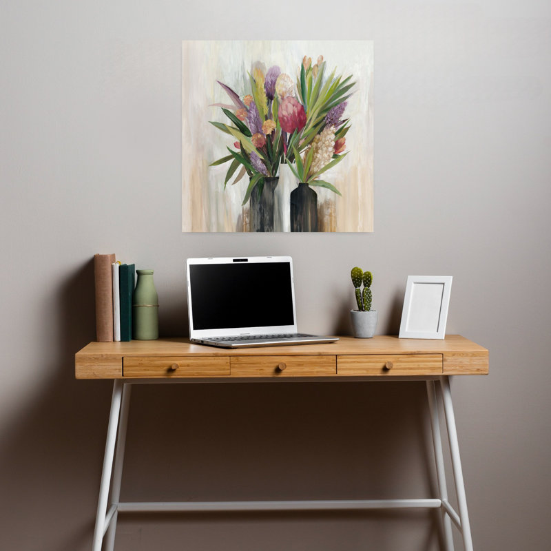 Paradis tropical en fleurs, art floral délicat, nature et vibrante, H 18 po x l 18 po
