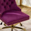 Chaise de bureau Furniture, fauteuil de bureau capitonné moderne en velours avec base en métal doré-1061124109