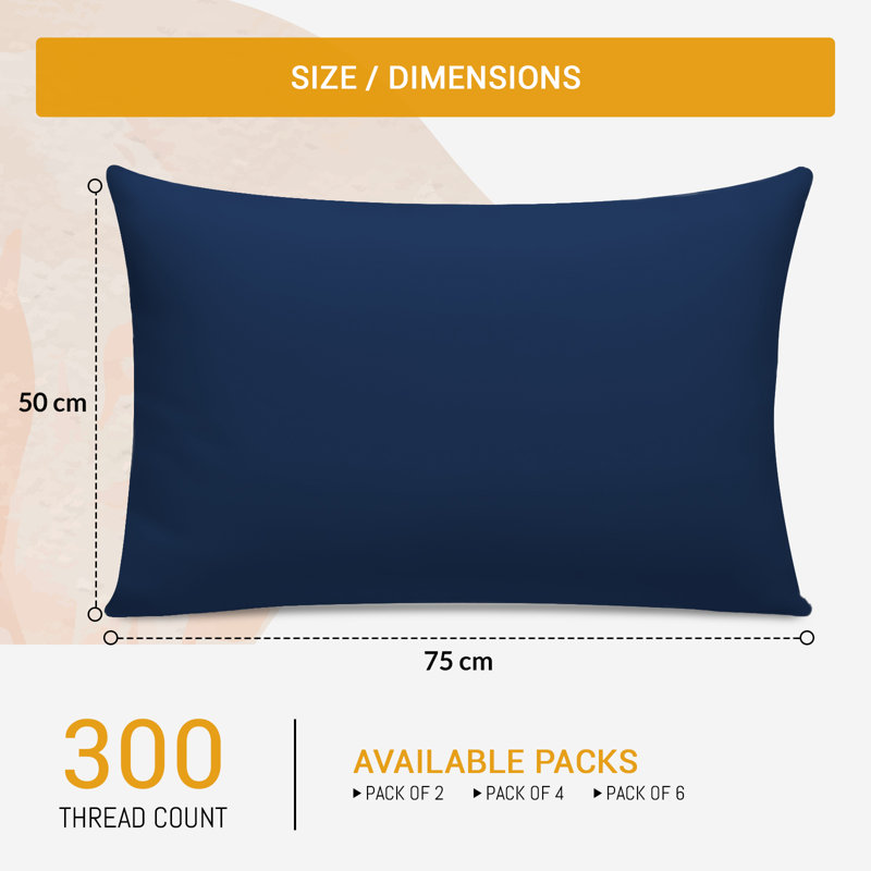 100% Cotton Flatweave Pillowcase - Set of 2, Navy