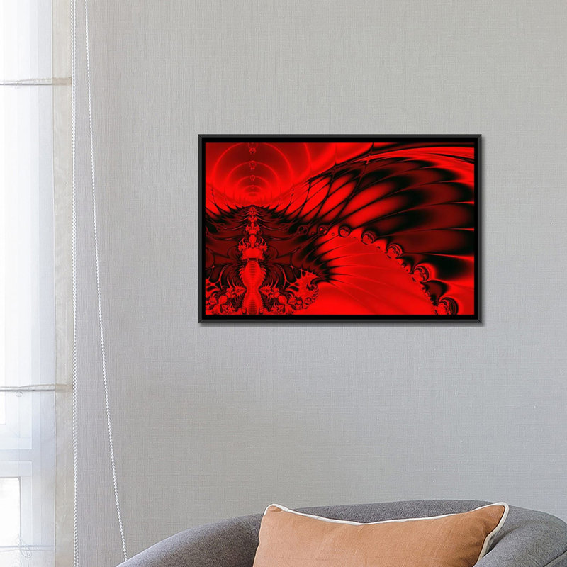 « red falcon », impression sur toile Digital, H 18 po x l 26 po x P 1,5 po, Toile avec cadre noir, Pas de tapis