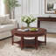 Table basse ovale vintage avec tiroir et tablette de rangement-1862387070