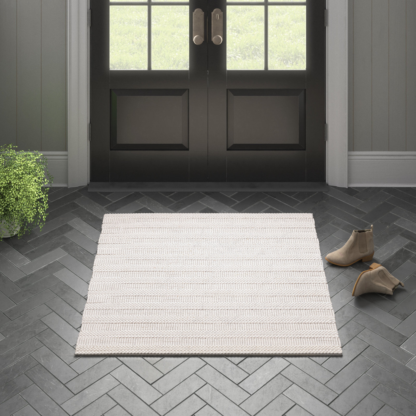 Stanwick Bleached Hand-Woven Jute Rug, Square 4'