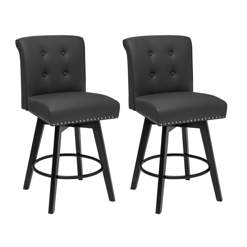 Odelin Swivel Upholstered Counter Stool, Dark Gray