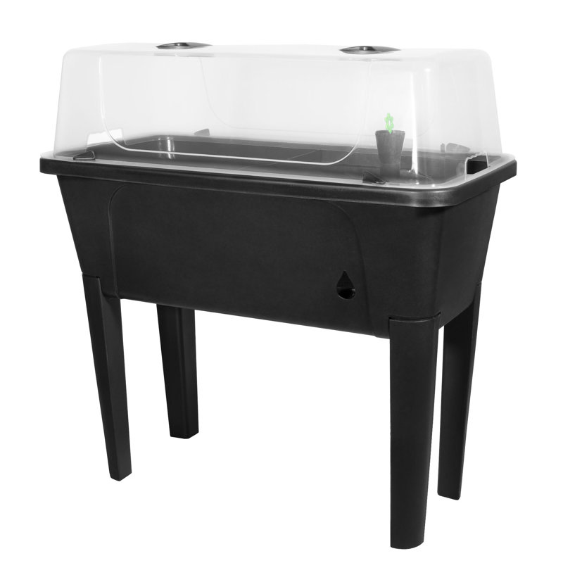 Garden Elements Elevated Self-Watering Garden Bed with Ventilated Grow Dome, Black, 29.5in x 15in, Black