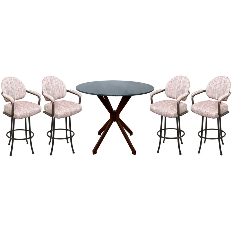 Ensemble de salle à manger à hauteur de comptoir 4 personnes Rabette, Brun, Rose / brun