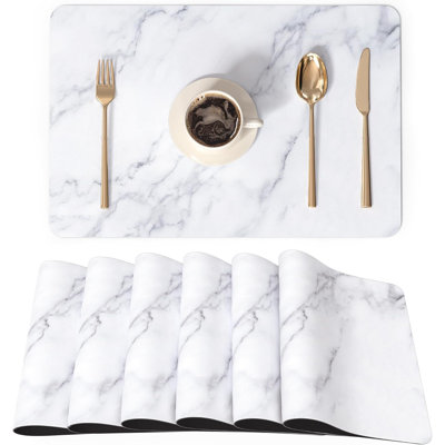 Placemats Set of 6, 12x18 Inch Faux Leather Place Mats for Kitchen Dinning
