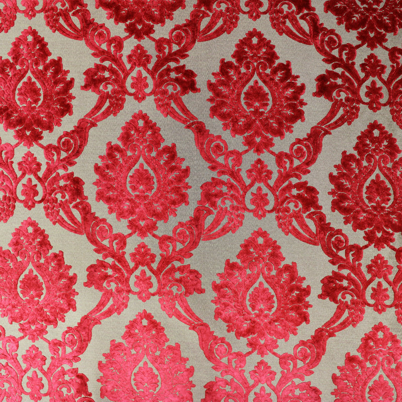 Damask Cut Velvet | Alessandra Fabric, Red