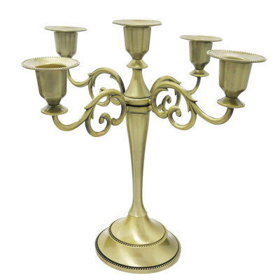 Bougeoirs en métal 5 bougeoirs pour bougies chandeliers (chandelier de 10,6 pouces de hauteur, pour des bougies piliers de 1/2 pouce de diamètre chacune), décoration de chandelier