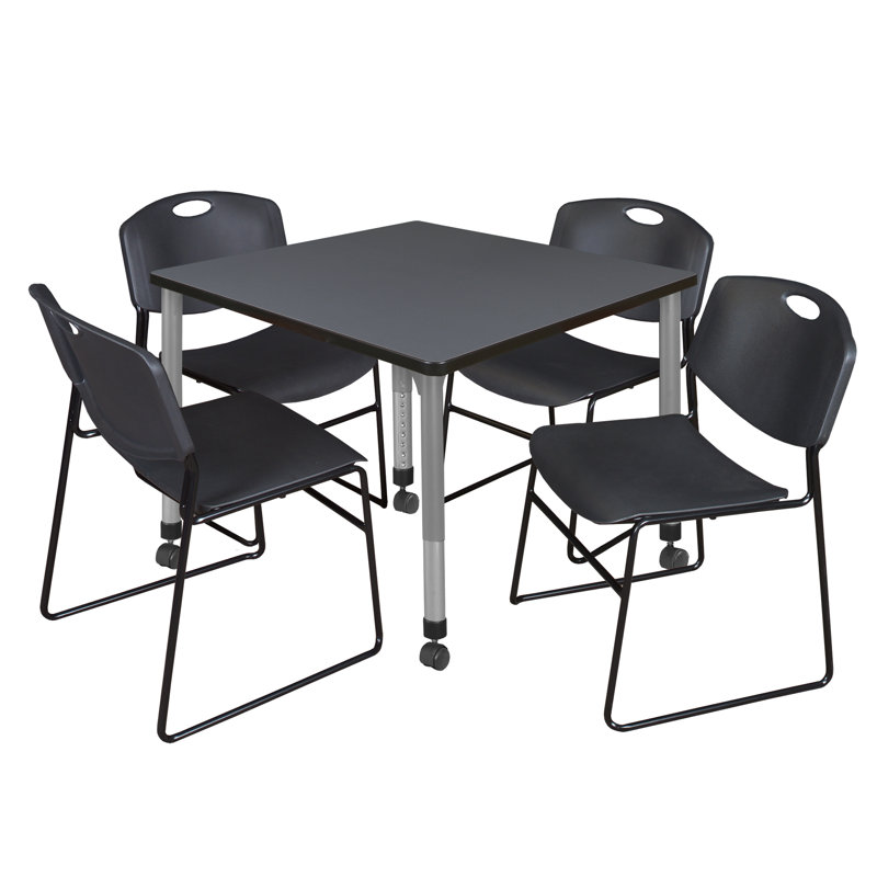 Romig Kee Mobile 36" L Breakroom Table, Gray, 34" H x 30" L x 30" W