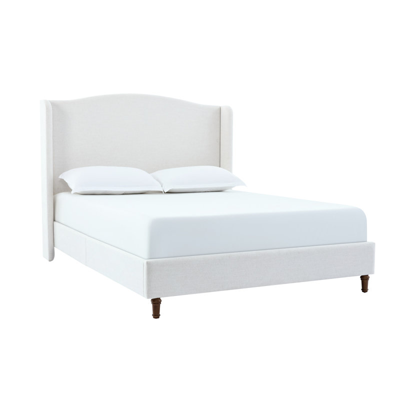 Tall 54" Headboard Queen Bed - Minimalist Beauty, Textured Upholstery, Solid Wood Feet, No Box Spring, Gorgeous Bedroom Upholstered Frame Gracefulness, Chenille, Metal Base, Loveliness