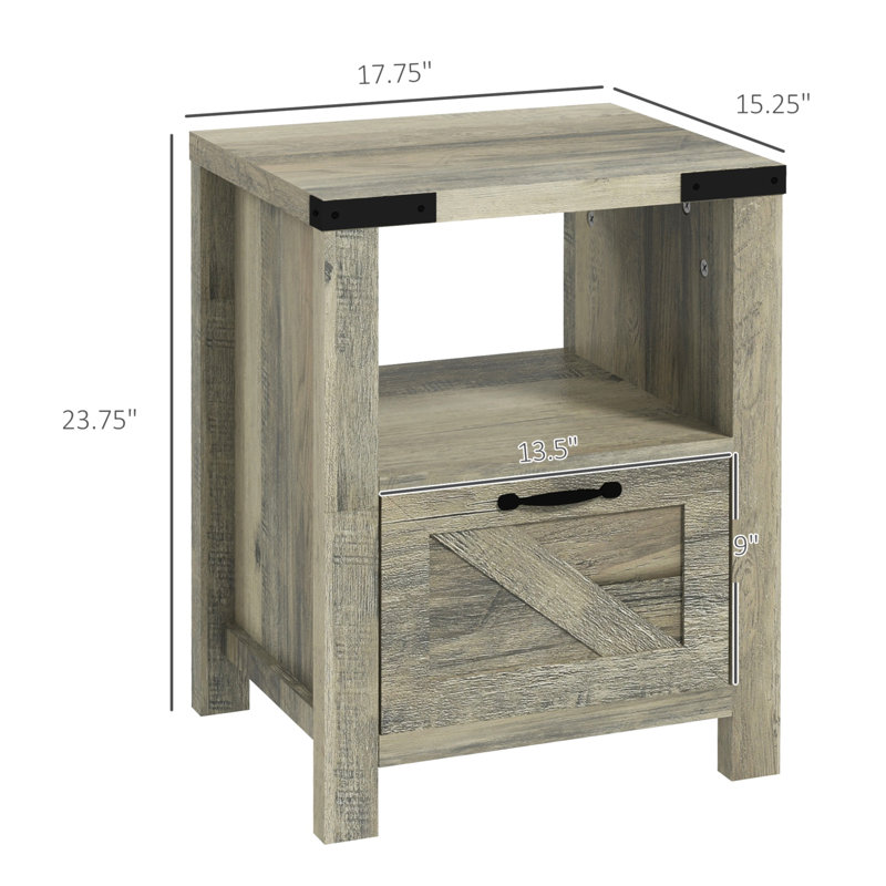 Christchurch End Table with Storage, Gray Oak, Gray Oak