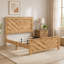 Mobilier de chambre rustique en bois à motif chevron de très grand lit à finition naturelle 1pc-253660741