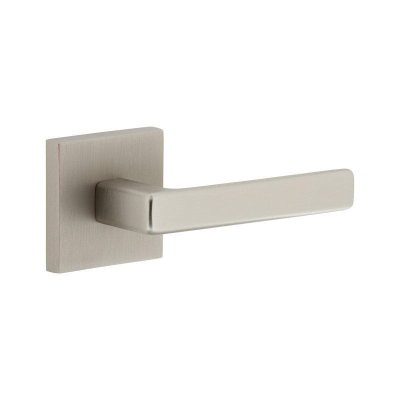 Viaggio Quadrato Rosette Privacy (Bed & Bath) with Lusso Lever, 2.375", Satin Nickel, Right