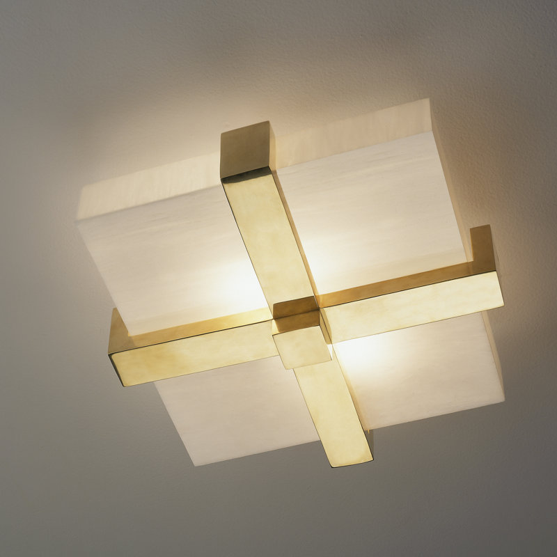 Doughnut Glass Flush Mount, Antique Natural Brass