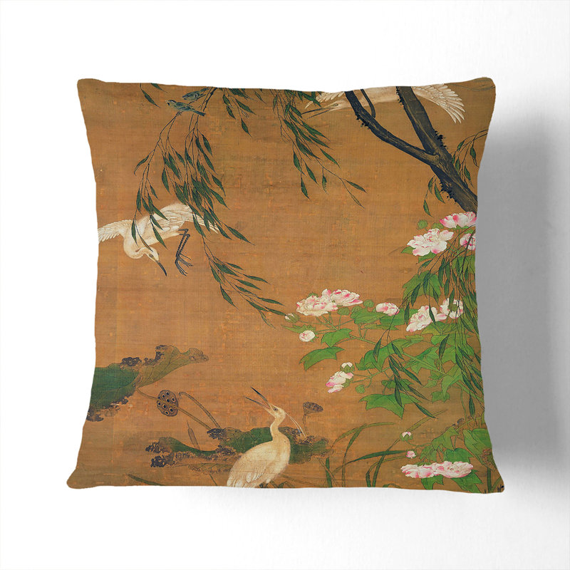 Floral Square Throw Cushion, White, 40 x 40 cm