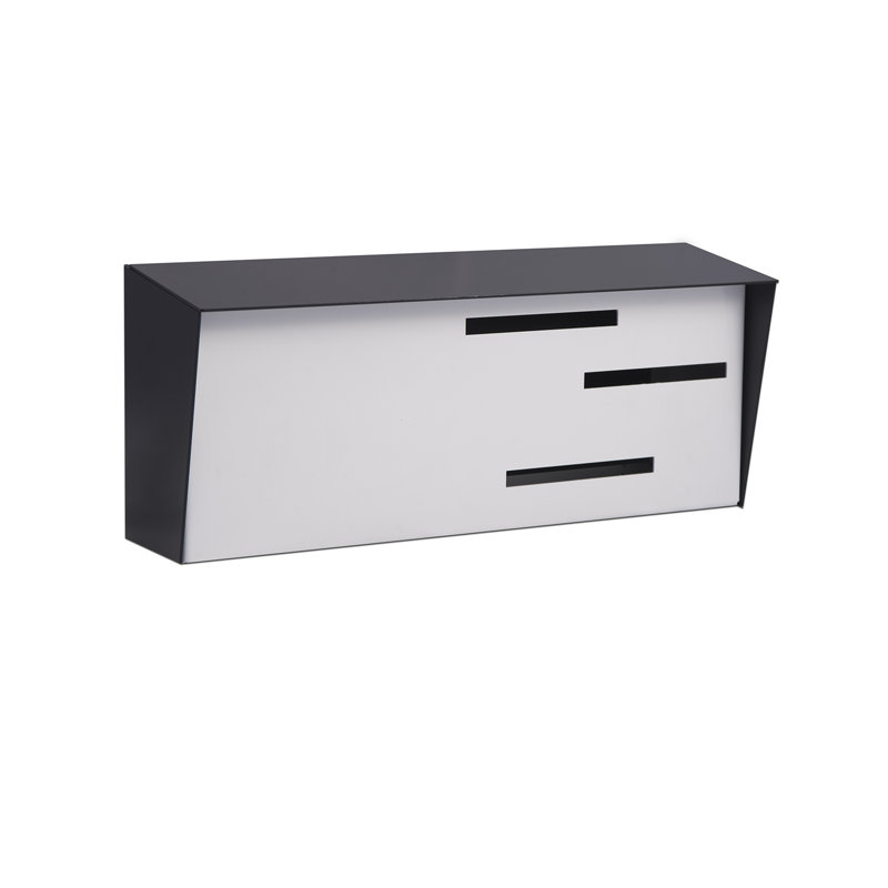 Modern Mailbox Aluminum Wall Mounted Mailbox, Black/White
