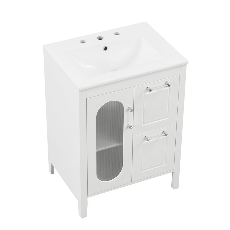 24" Bathroom Vanity With Sink, White