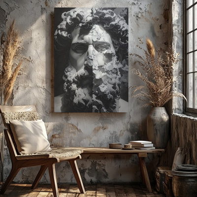 Duality Marble Sculpture Canvasclassical Beauty Meets Modern Decay Canvas Wall Art Ready To Hang Gallery Wrapped Home Decor Modern Design