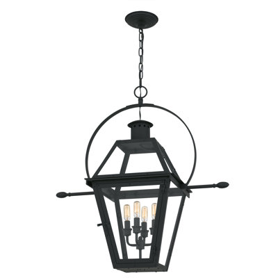 Rue De Royal 4-Light Earth Black Outdoor Hanging Lantern
