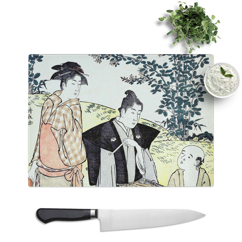 Tempered Glass Viewing the Bush Clover by Torii Kiyonaga Chopping Board, 28.5 cm x 20 cm
