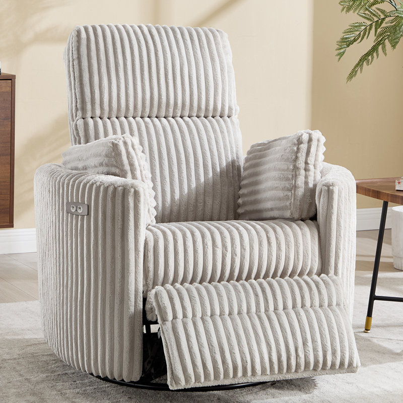 Elegant Swivel Rocker Power Recliner With Customizable Cushions For Maximum Comfort, Light Gray