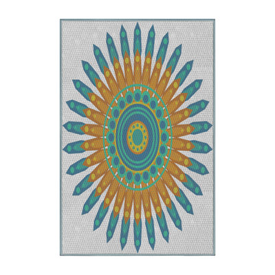 Laine tissée à la main et polyester gris/vert/jaune Tapis décoratif