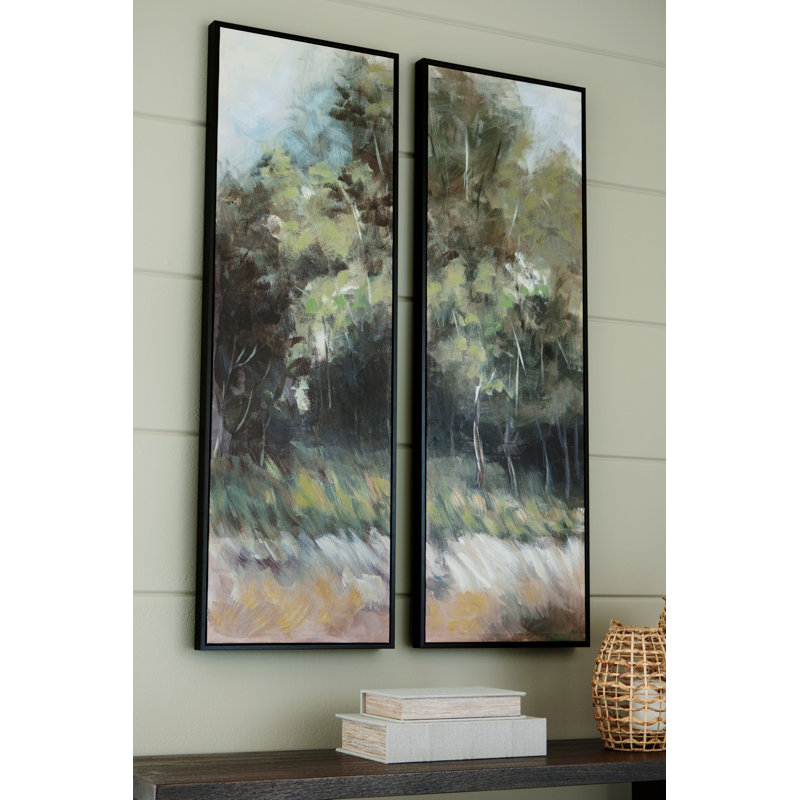 Dansot Green and Brown Treescape Canvas Wall Art Set
