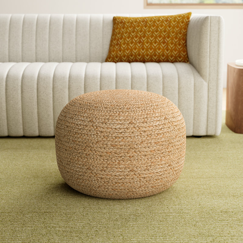 Rodriguez Upholstered Pouf, Khaki