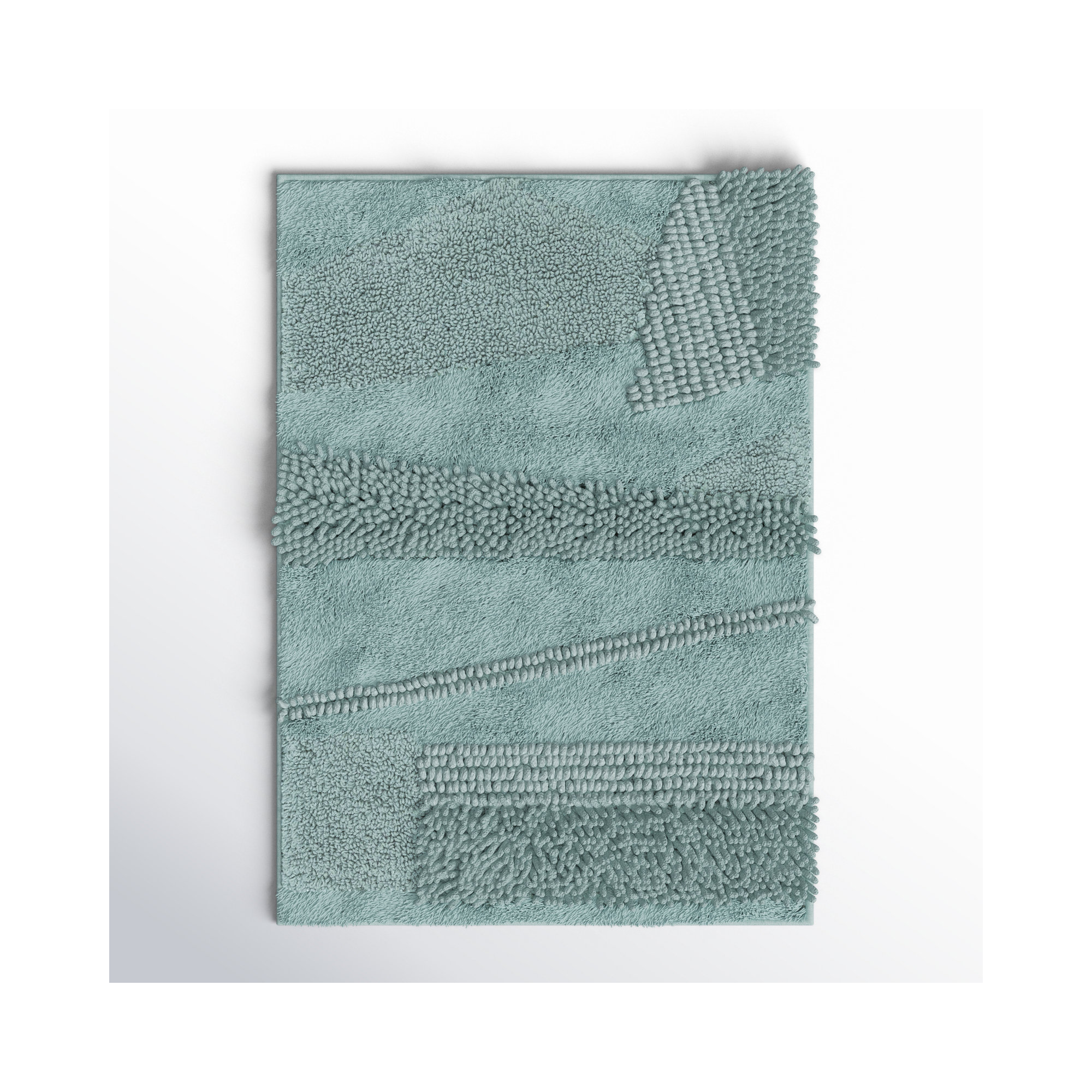 Laverne Solid Cotton Bath Rug, Glacier, 17" W x 24" L
